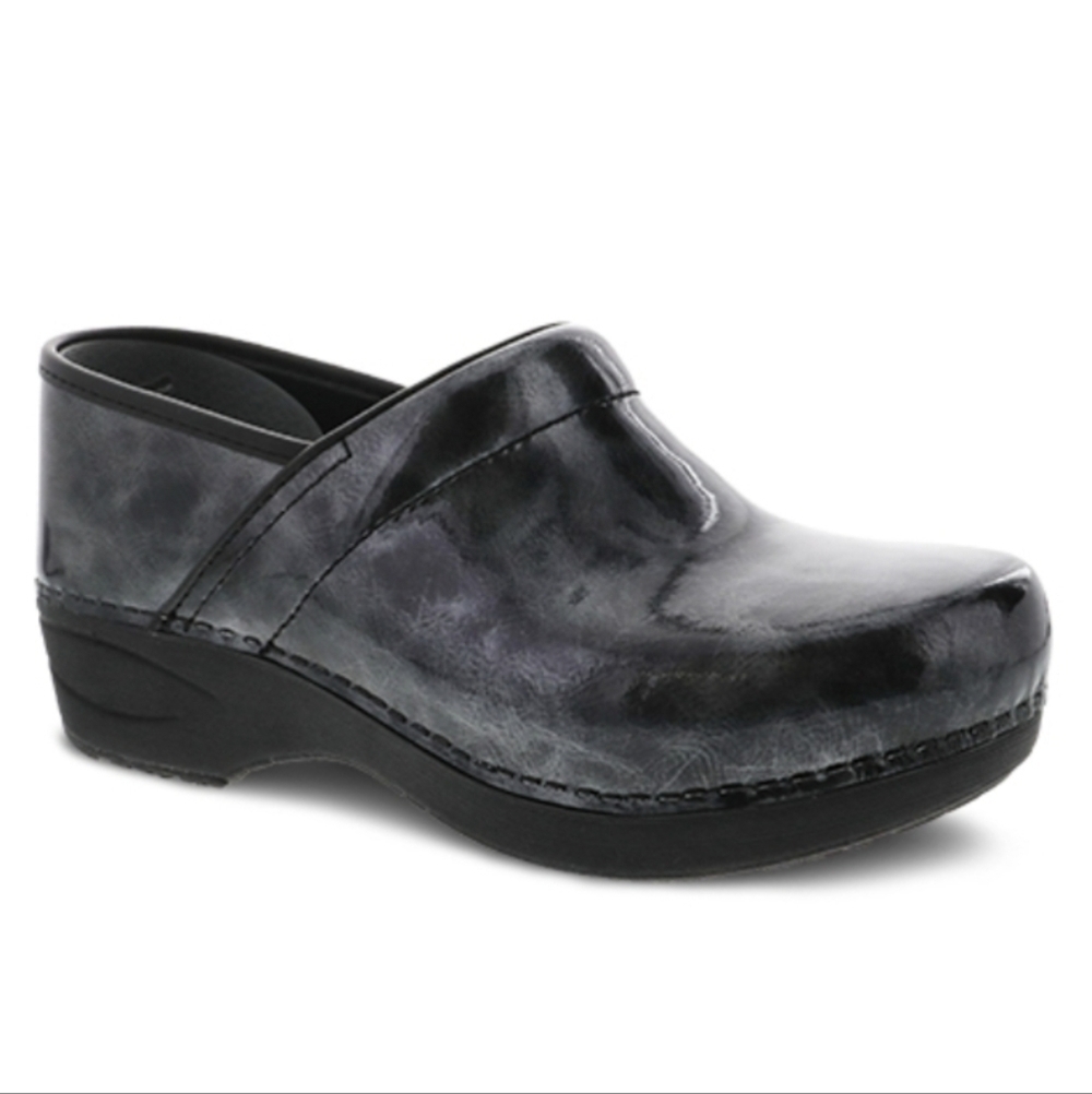 Dansko Women XP 2.0 Pewter Marbled Patent Leather Comfort Clogs Shoes sz 5